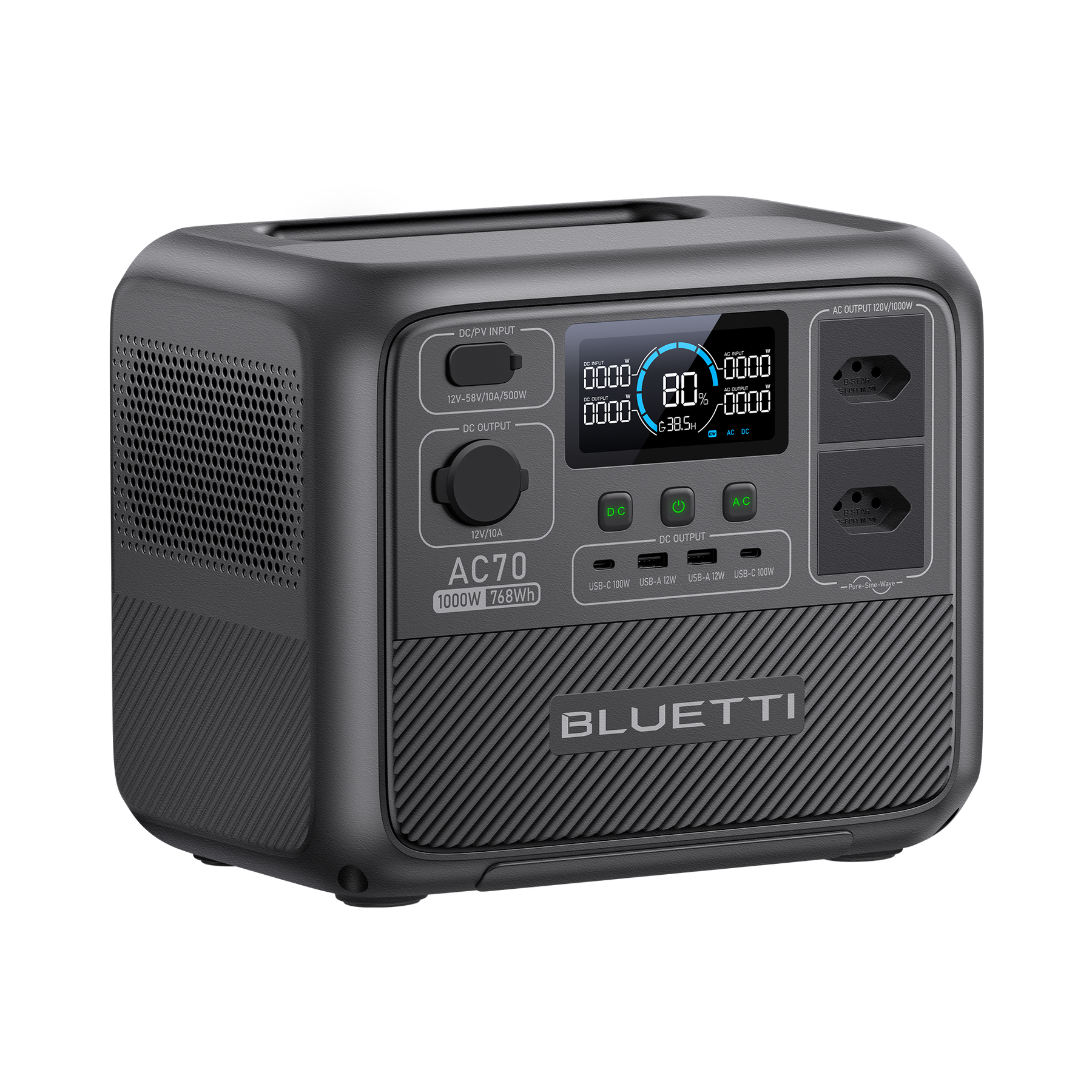 BLUETTI AC70 Estação de Energia Portátil | 1000 W 768 Wh