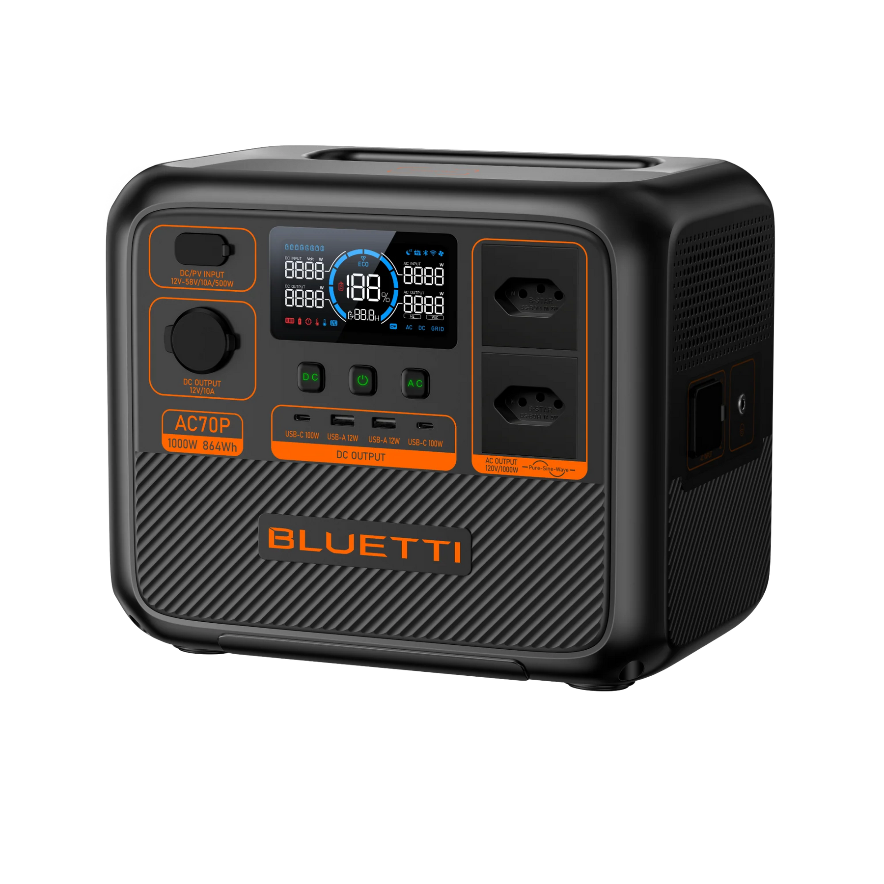 BLUETTI AC70P Estação de Energia Portátil | 1000 W 864 Wh