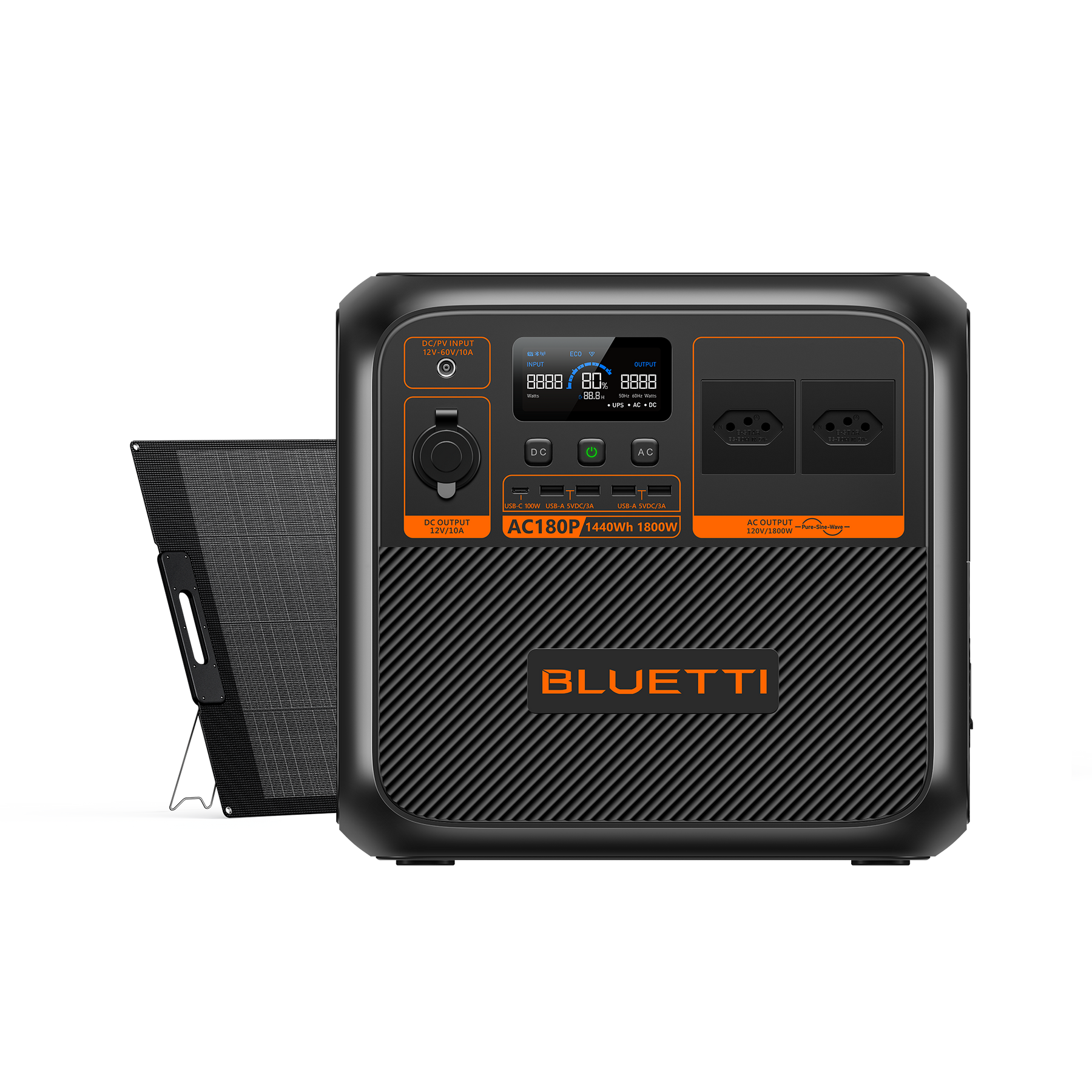 BLUETTI AC180P Estação de Energia Solar Portátil | 1.800 W 1.440 Wh