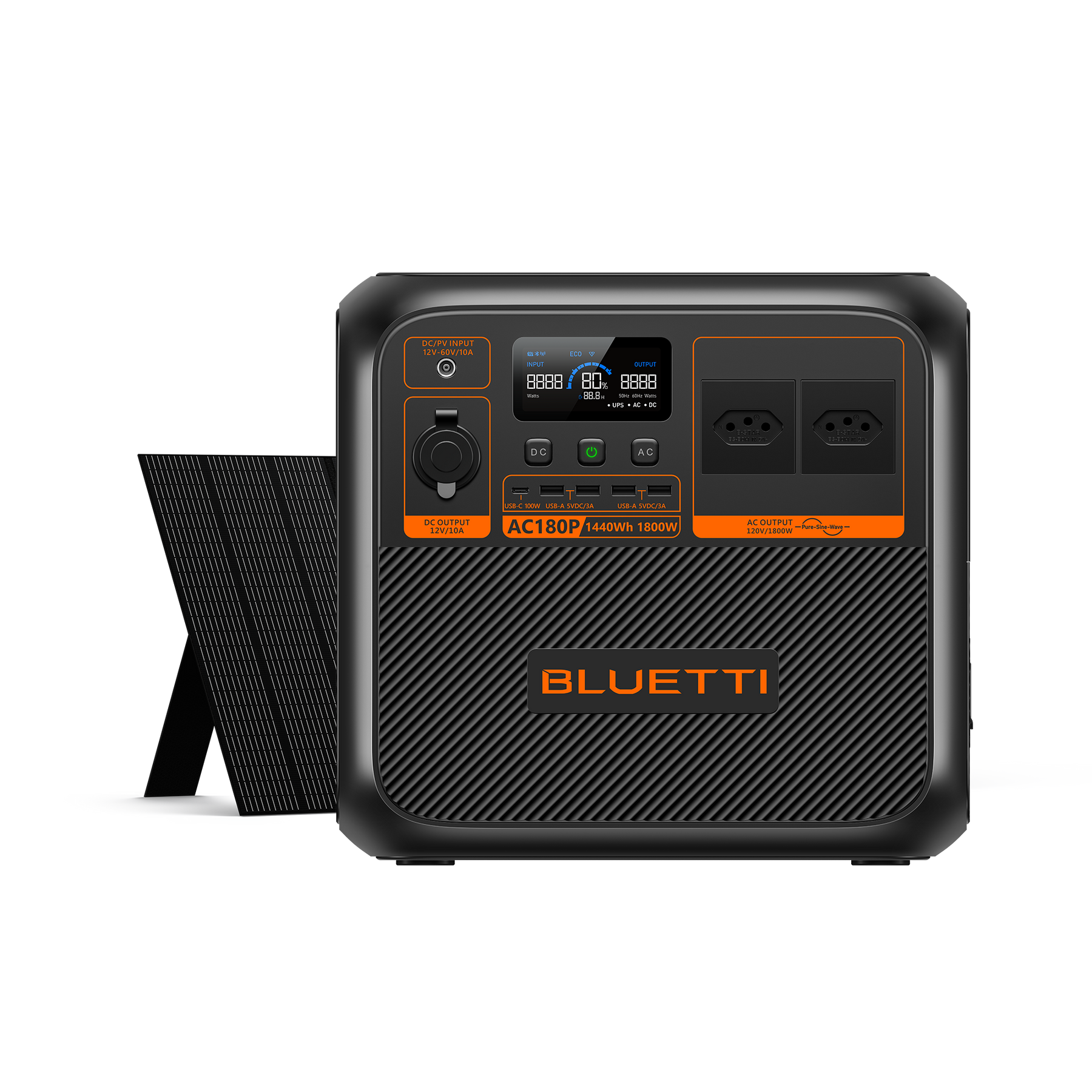 BLUETTI AC180P Estação de Energia Solar Portátil | 1.800 W 1.440 Wh