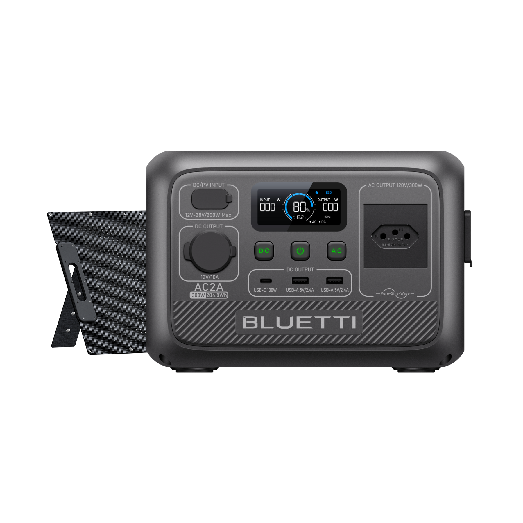BLUETTI AC2A Estação de Energia Portátil | 300 W 204 Wh